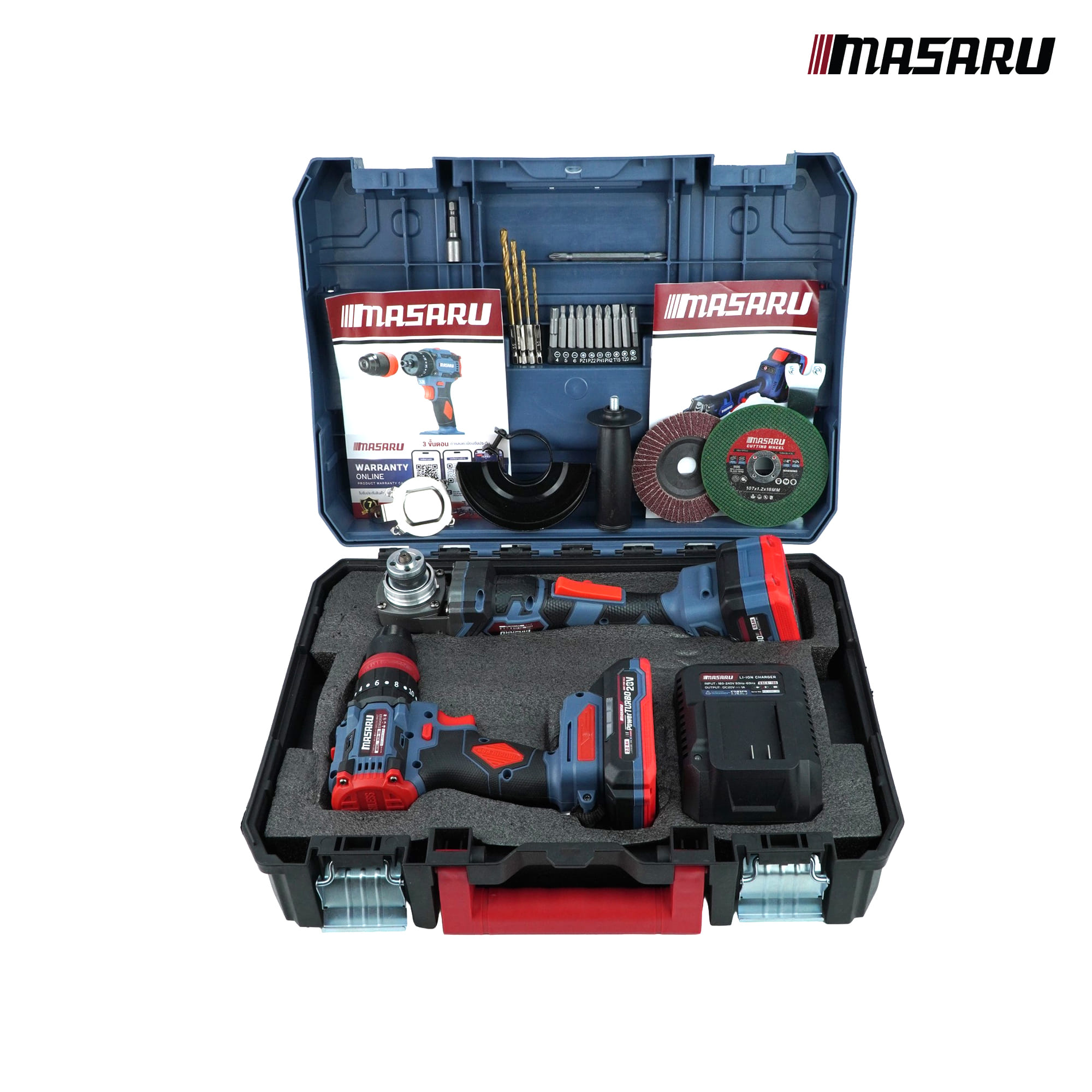 ชุดเซ็ตสว่านไขควงเจียรไร้สาย MASARU 20V รุ่น SCCG-105 (พร้อมแบตเตอรี่)_1
